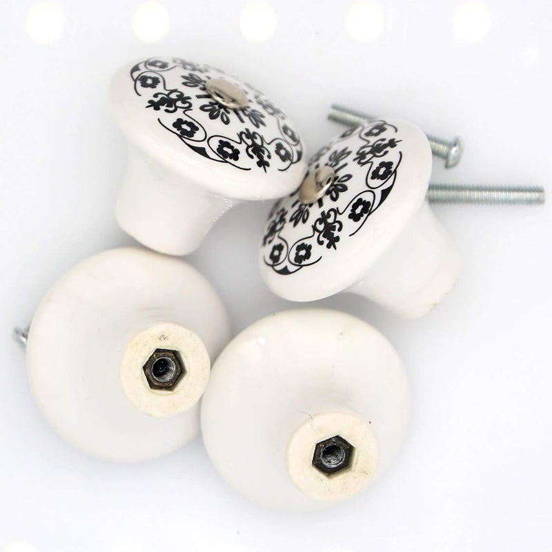 LXZ 4 PCs Vintage Style Round Ceramic Knobs Handles Pulls for Cabinet Drawer Door - Image 5